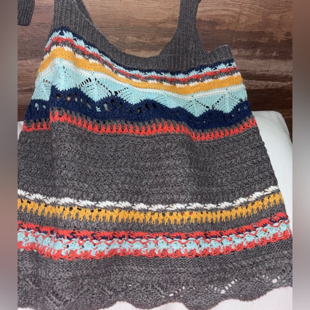 POL NWOT Crochet Multicolor Striped Square NeckTop - Picture 6 of 6